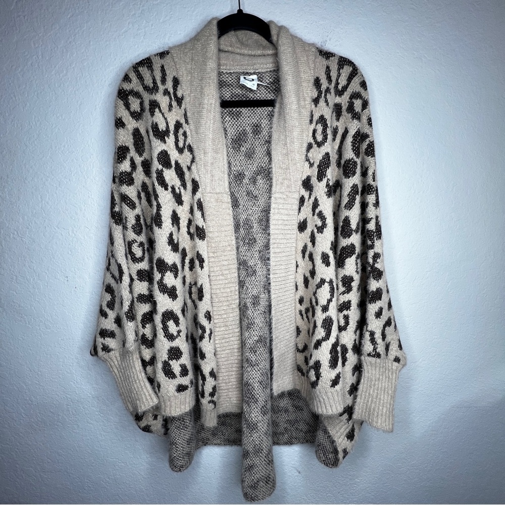 Anthropologie Akemi + Kin Louise Leopard Print Open-Front Cardigan OS